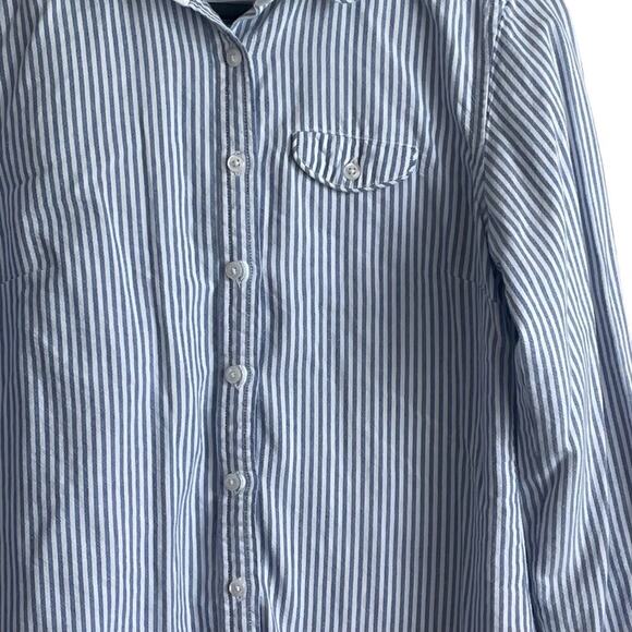 Orvis Women Top 6 Blue‎ White Stripe Cotton Long Sleeve Button Up Preppy Coastal - Picture 6 of 10